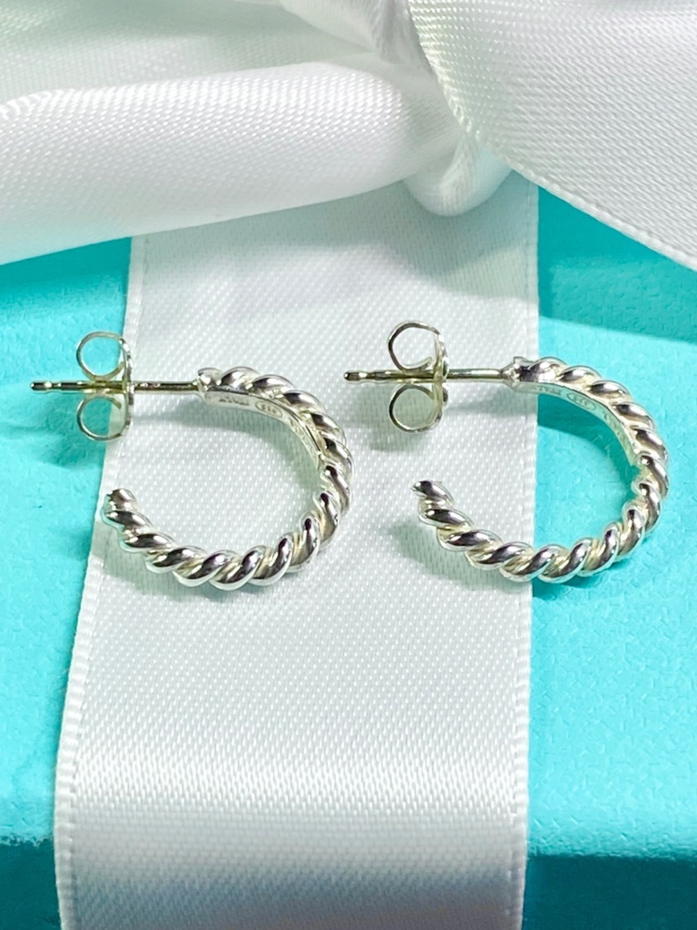 Tiffany & Co. Twist Hoop Earrings Sterling Silver 925 NEW